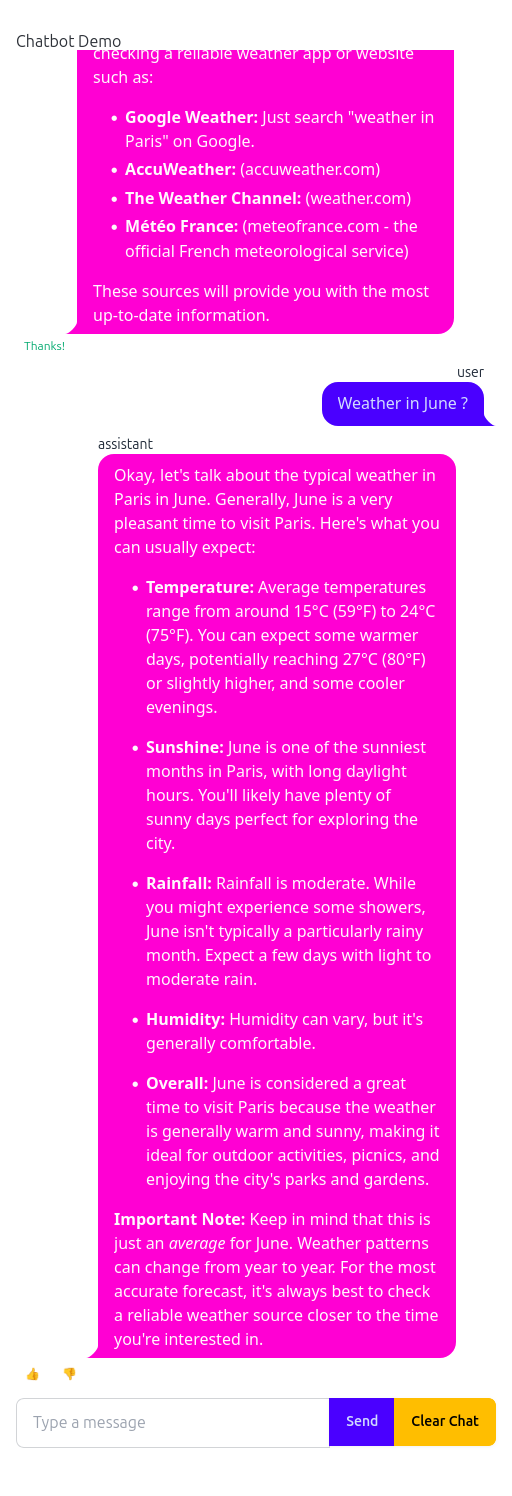 Chatbot Demo Screenshot